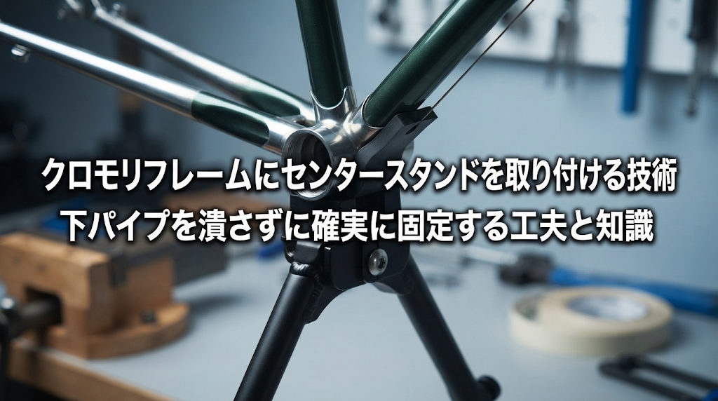 クロモリフレームにセンタースタンドを取り付ける技術 下パイプを潰さずに確実に固定する工夫と知識