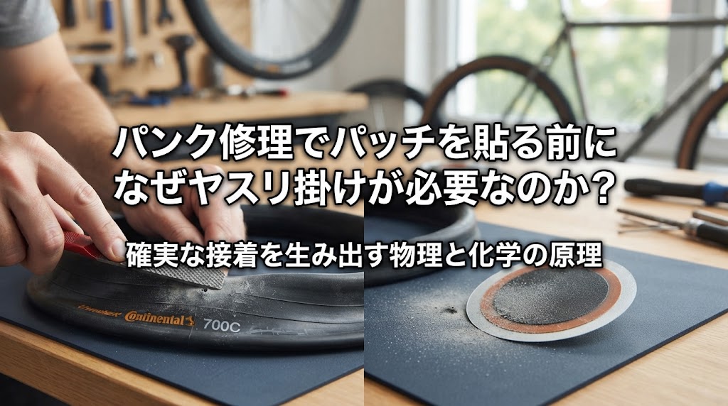 パンク修理でパッチを貼る前になぜヤスリ掛けが必要なのか？確実な接着を生み出す物理と化学の原理