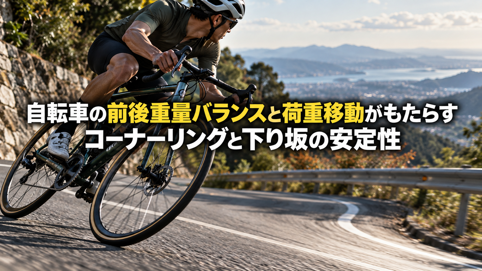 自転車の前後重量バランスと荷重移動がもたらすコーナーリングと下り坂の安定性